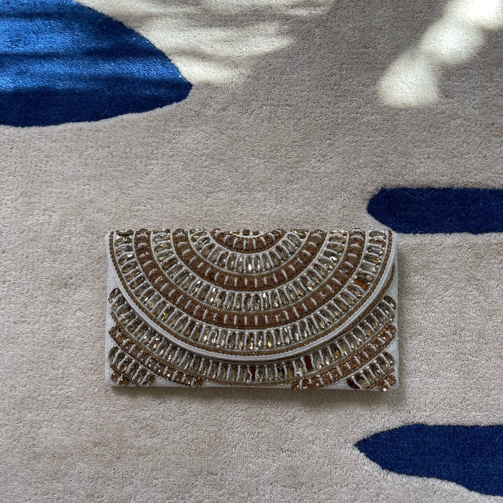 Beaded Rhinestone Clutch (Indian Artisan Made)